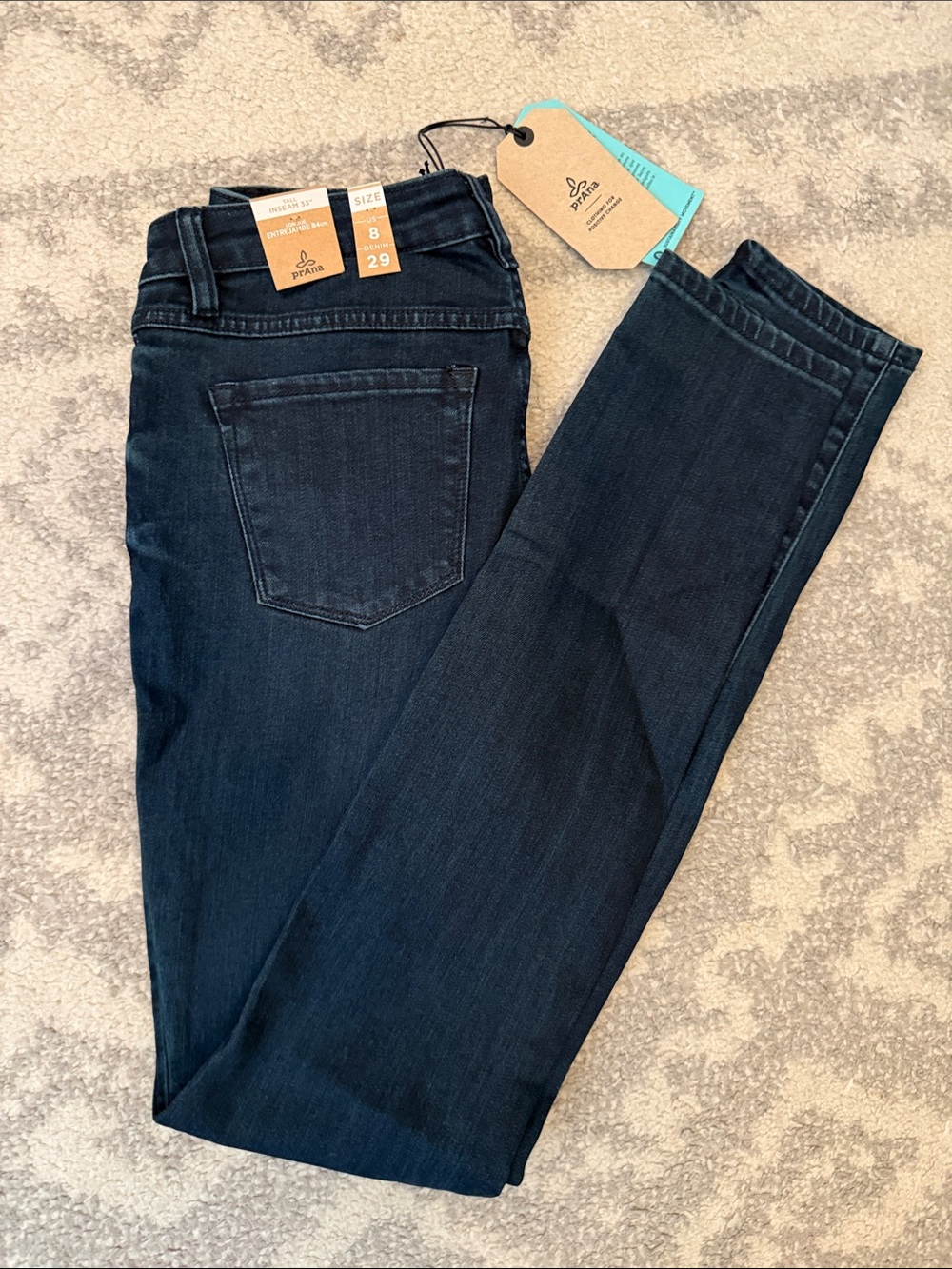 Prana Dark Indigo Skinny Jeans - Sienna Jean - Size 8 Tall